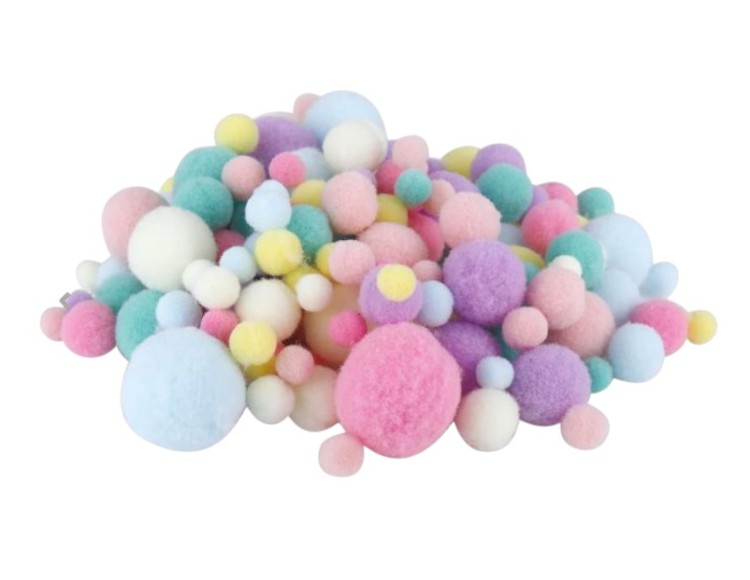 Pompony dekoracyjne pastelowe 1-3 cm 450 szt OPAK-OL.jpg