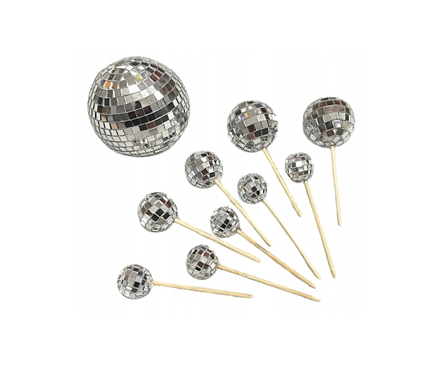Ozdoby do tortów kule dyskotekowe 10 elem..png