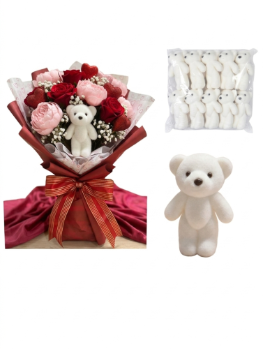 Miś styropianowy flokowany 11x7 cm kpl 10 szt BIAŁY.png