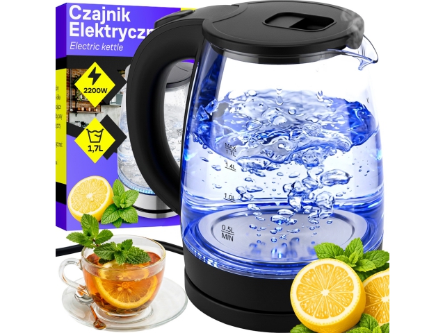 Czajnik bezprzewodowy szklany 1,7L podświetlany Led 2200 W 2.jpg